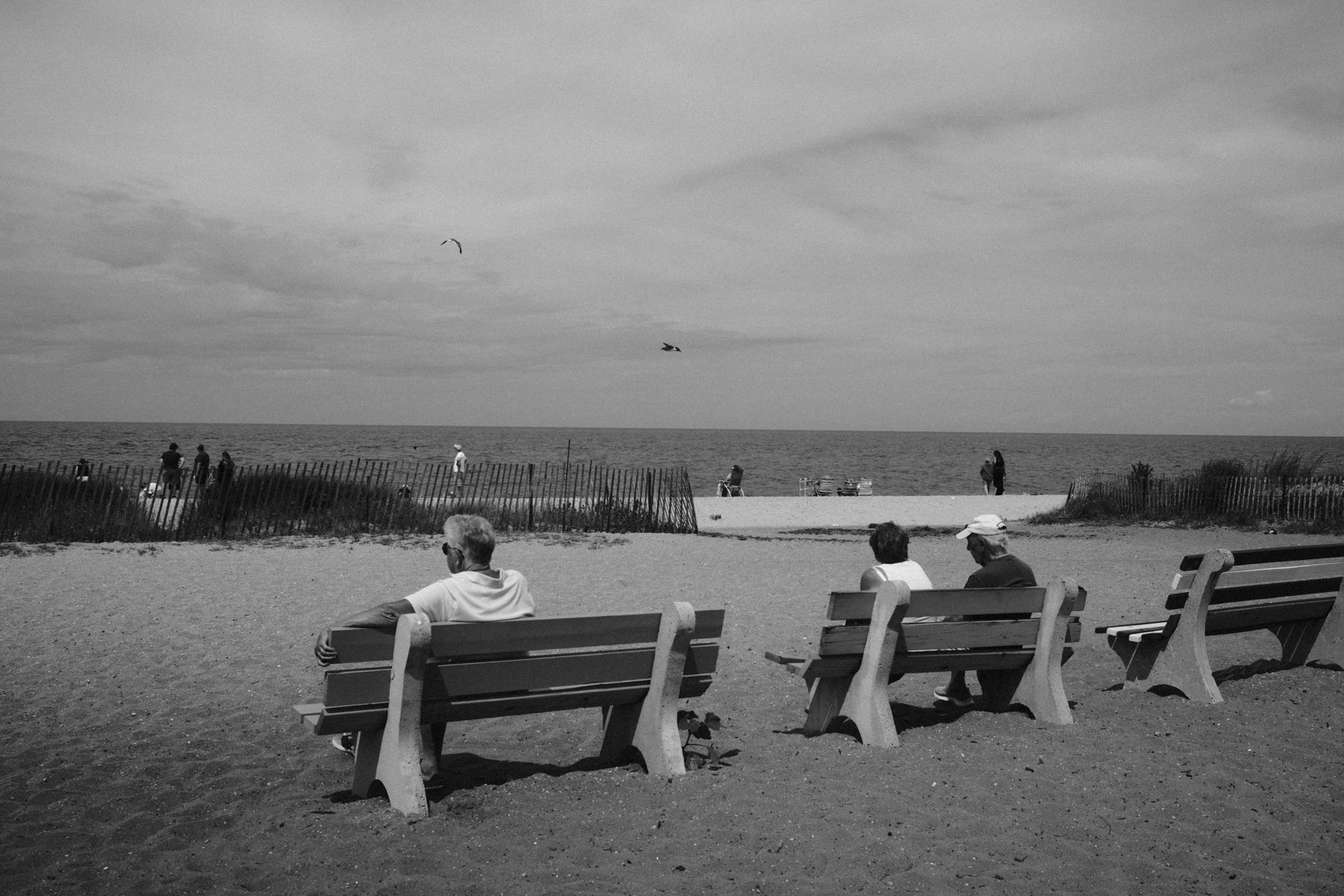 Off-season beach, black and white